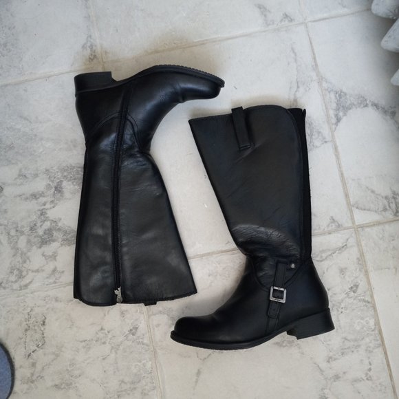 Pajar Black Leather Riding Boots Size EU 39 / US 8 - 8.5 Wide Width - Picture 5 of 16
